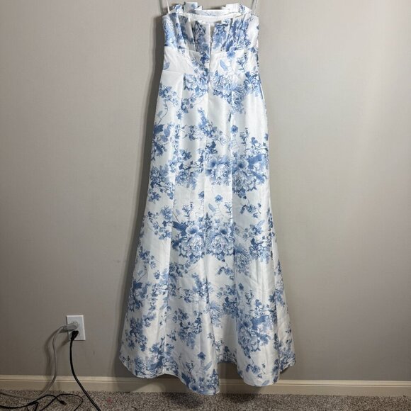 Alfred Sung Floral Ruffle Strapless Trumpet Maxi Gown Women's 4 Cottage Rose NWT - Picture 7 of 12